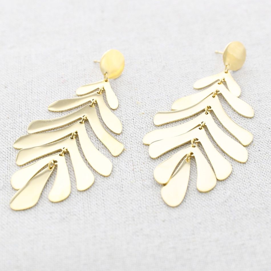 PENDIENTES ACERO COLGANTE HOJA