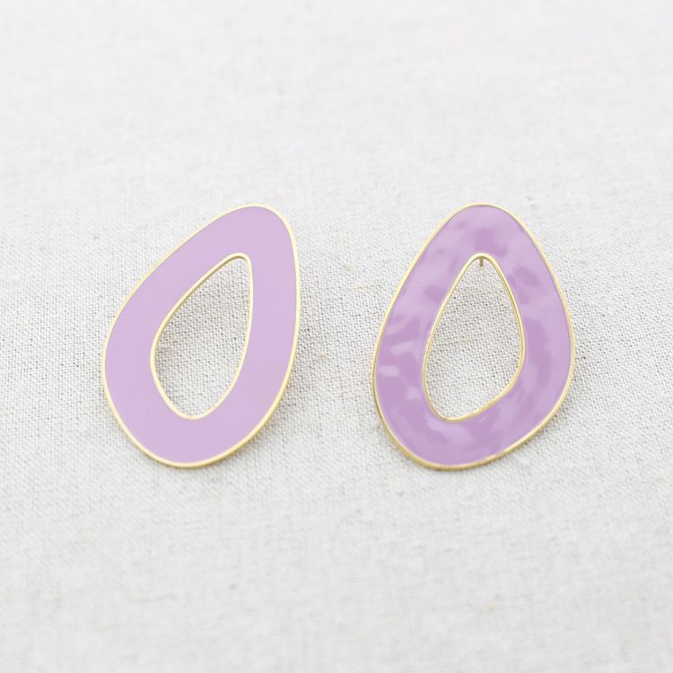 STEEL IRREGULAR HOOP ENAMEL EARRINGS