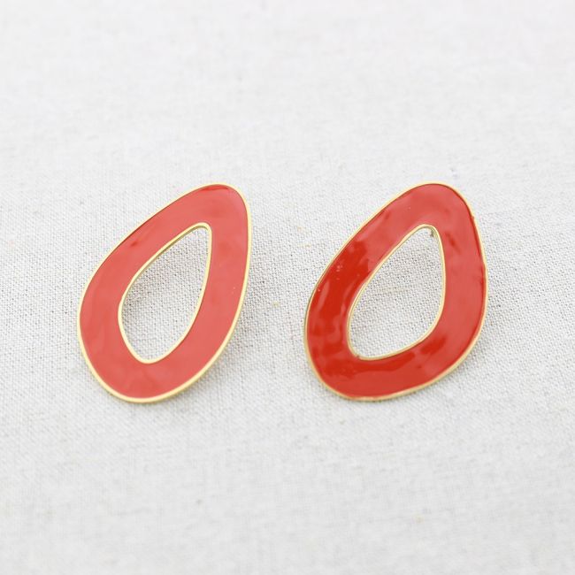 STEEL IRREGULAR HOOP ENAMEL EARRINGS