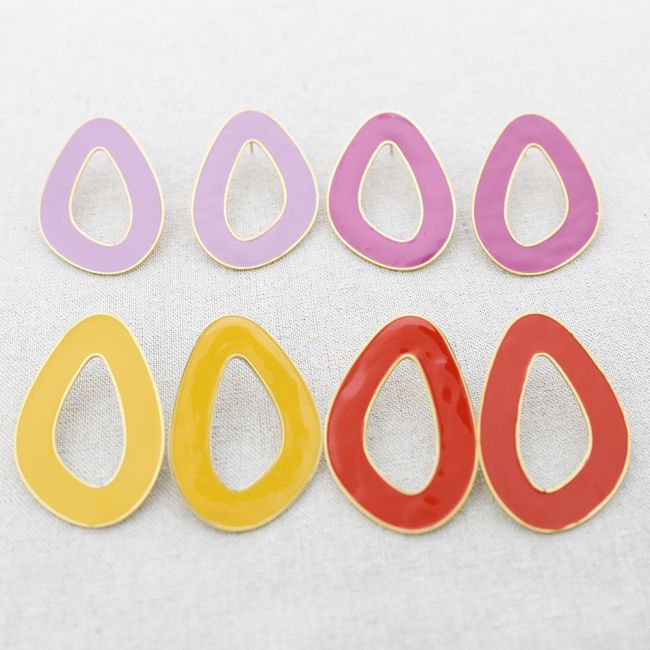 PENDIENTES ACERO ARO IRREGULAR ESMALTE