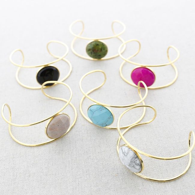 STEEL DOUBLE STRIP STONE BRACELET