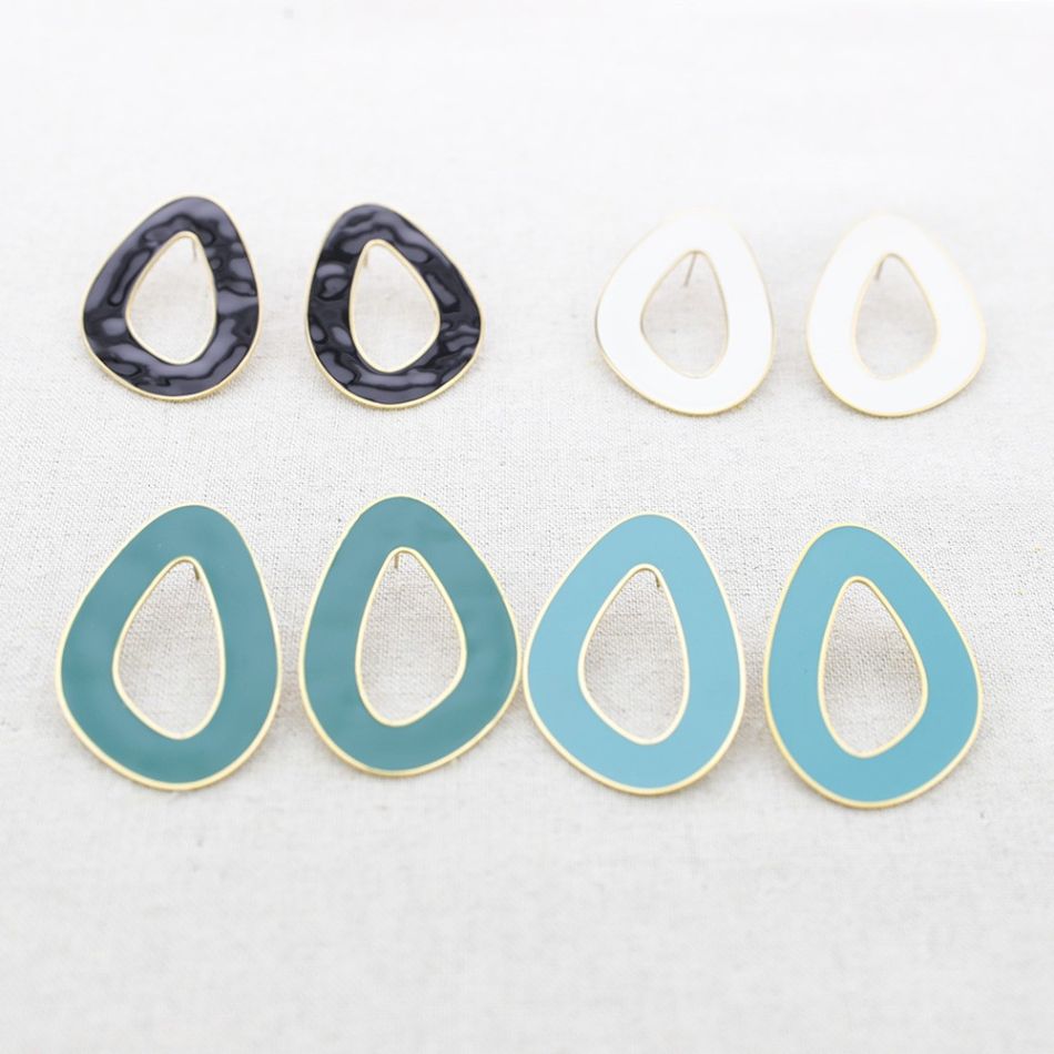 STEEL IRREGULAR HOOP ENAMEL EARRINGS