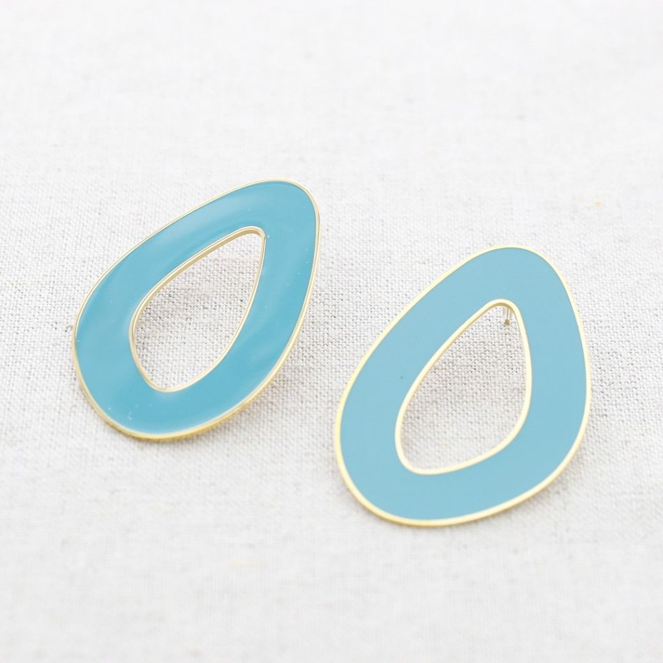 STEEL IRREGULAR HOOP ENAMEL EARRINGS
