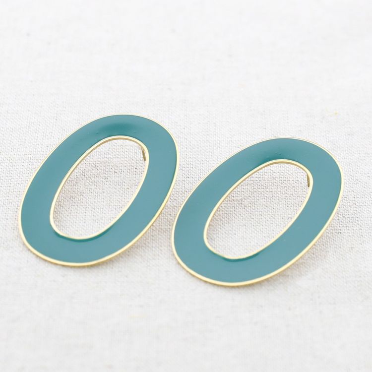 STEEL WIDE HOOP ENAMEL EARRINGS