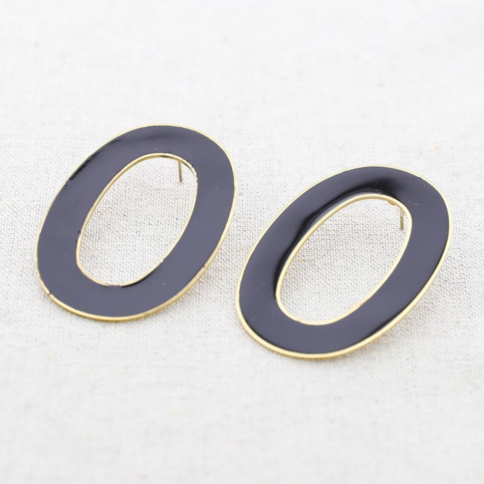 STEEL WIDE HOOP ENAMEL EARRINGS