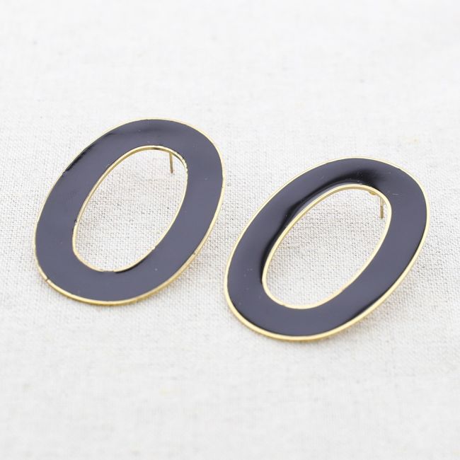 STEEL WIDE HOOP ENAMEL EARRINGS