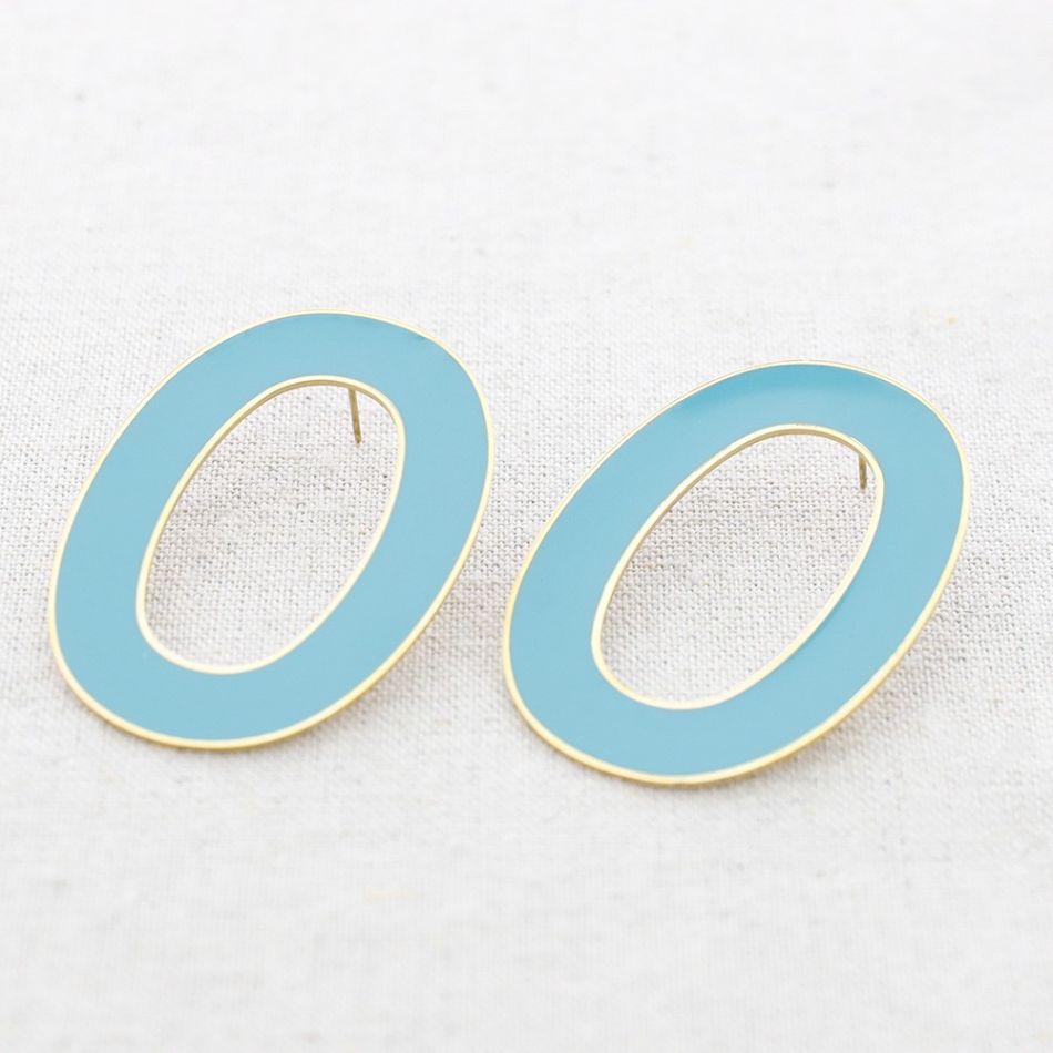PENDIENTES ACERO ARO ANCHO ESMALTE