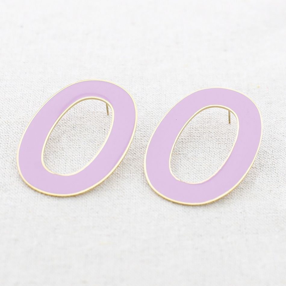STEEL WIDE HOOP ENAMEL EARRINGS