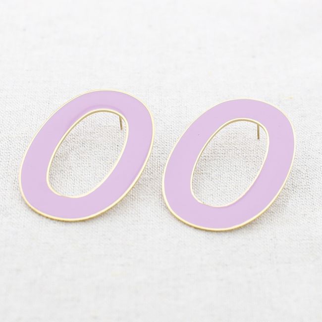 STEEL WIDE HOOP ENAMEL EARRINGS