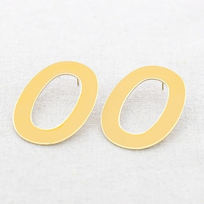 STEEL WIDE HOOP ENAMEL EARRINGS