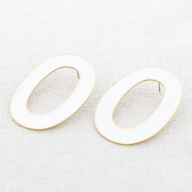 STEEL WIDE HOOP ENAMEL EARRINGS 2