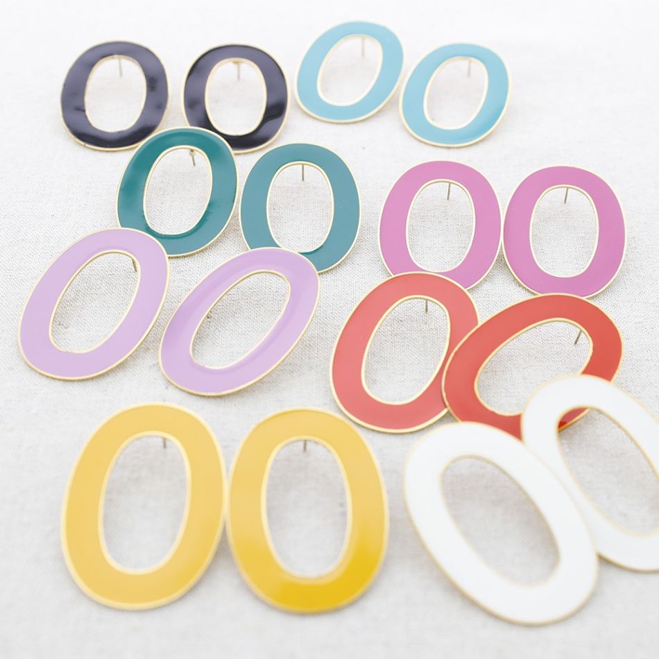 PENDIENTES ACERO ARO ANCHO ESMALTE