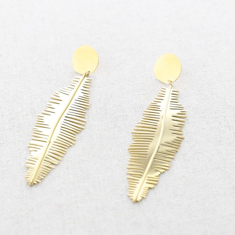PENDIENTES ACERO COLGANTE HOJA