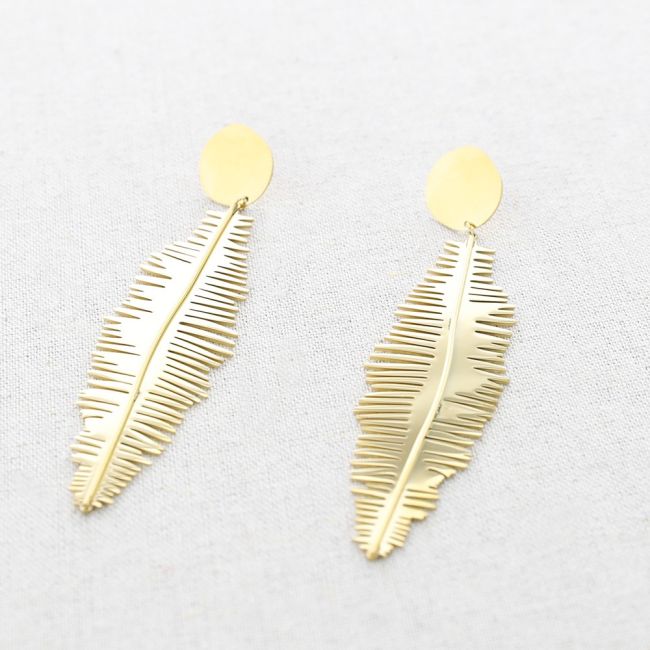 PENDIENTES ACERO COLGANTE HOJA