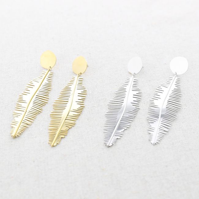 PENDIENTES ACERO COLGANTE HOJA