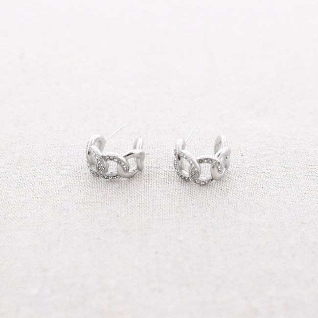 PENDIENTES ACERO ARO TRENZADO CRISTALES