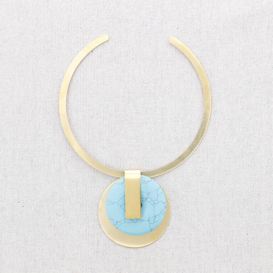 STEEL STONE PENDANT NECKLACE
