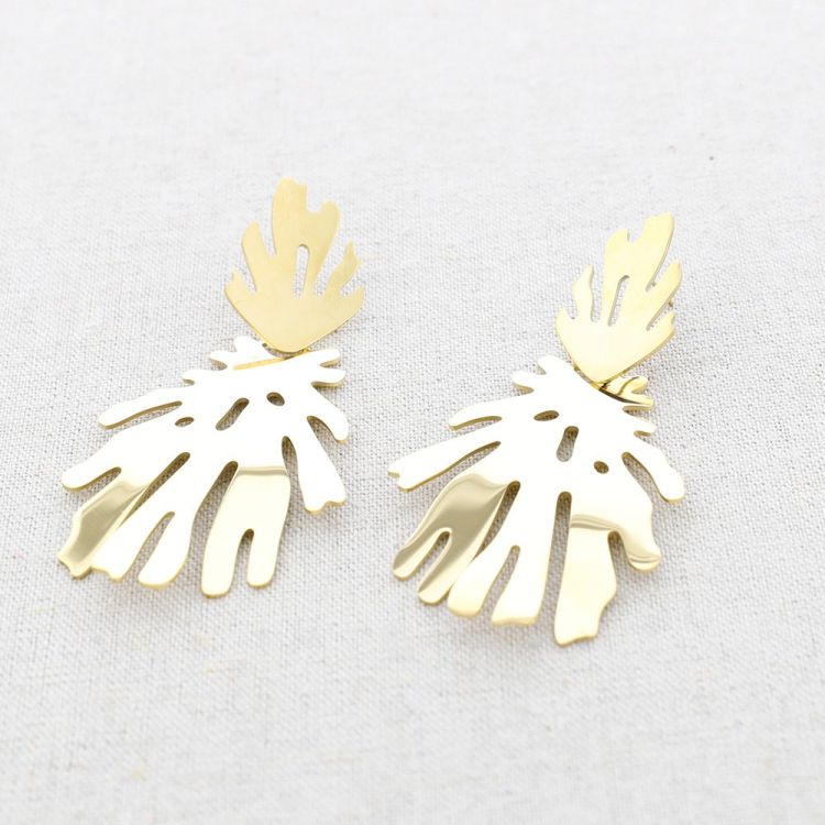 PENDIENTES ACERO DOBLE CORAL