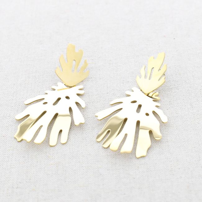 PENDIENTES ACERO DOBLE CORAL