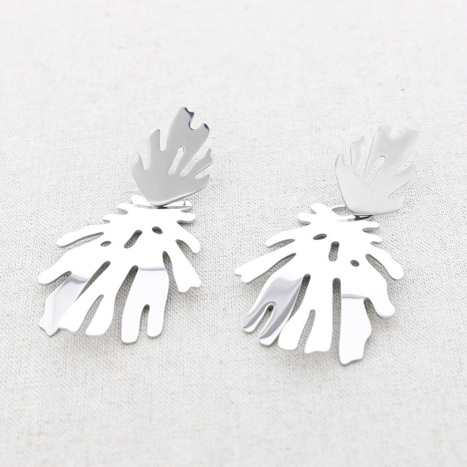 DOUBLE CORAL STEEL EARRINGS