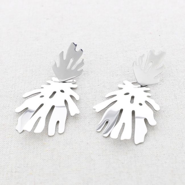 DOUBLE CORAL STEEL EARRINGS