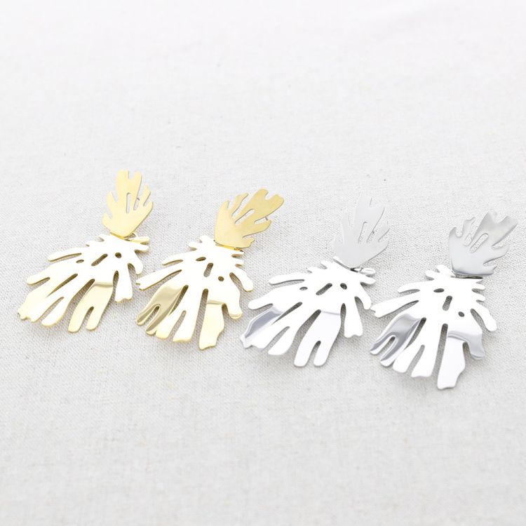 PENDIENTES ACERO DOBLE CORAL 2