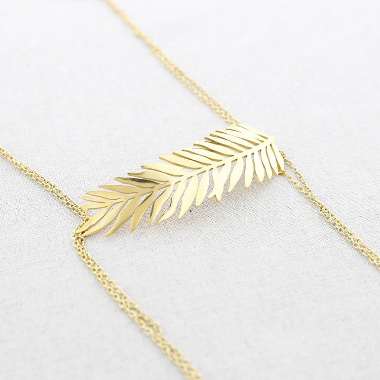 COLLAR LARGO ACERO HOJA CADENAS