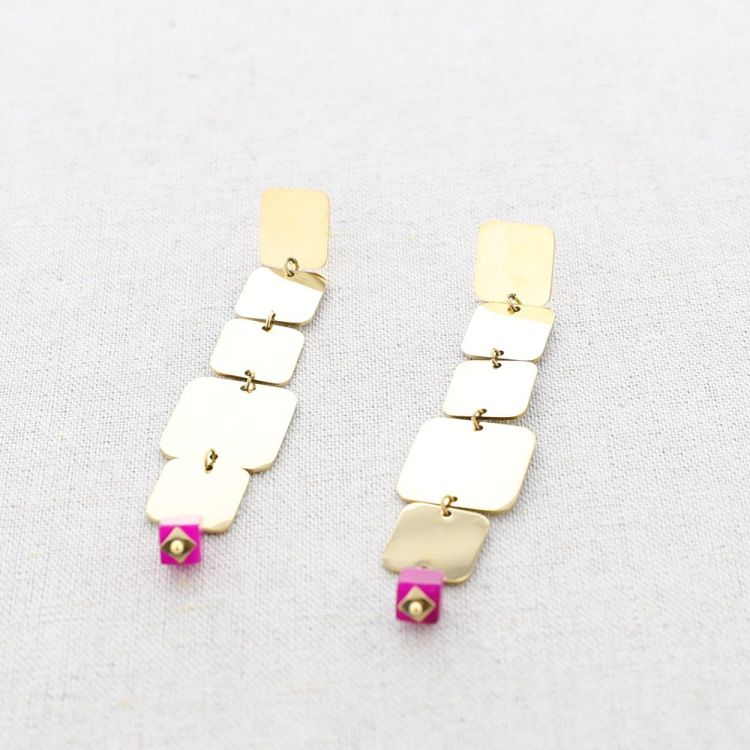 PENDIENTES ACERO CUADRADOS COLGANTE PIEDRA