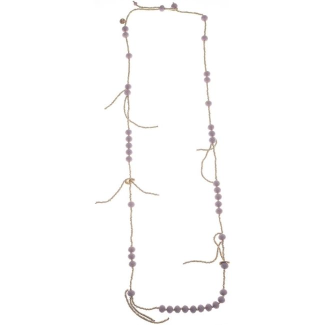 LONG NECKLACE WITH FACETED CRYSTALS PENDANTS WITH BEADS