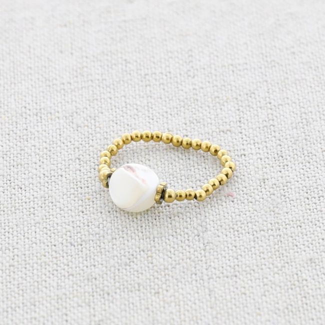 ANILLO ACERO CUENTA NÁCAR