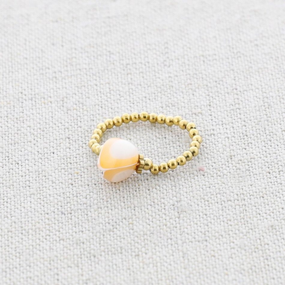 STEEL RING WITH NACRE BEAD