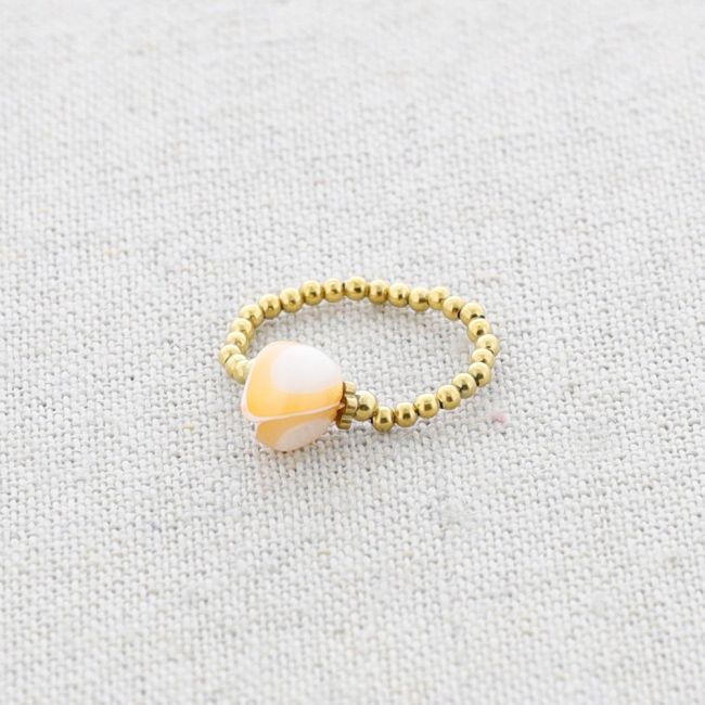 STEEL RING WITH NACRE BEAD