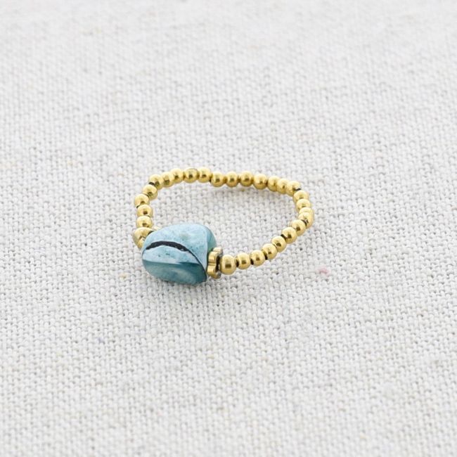 ANILLO ACERO CUENTA NÁCAR