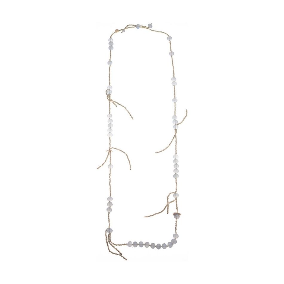 LONG NECKLACE WITH FACETED CRYSTALS PENDANTS WITH BEADS