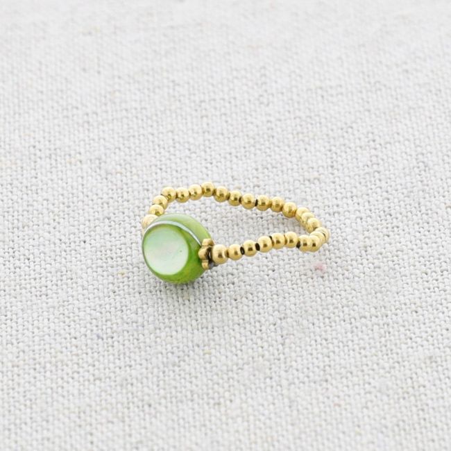 STEEL RING WITH NACRE BEAD