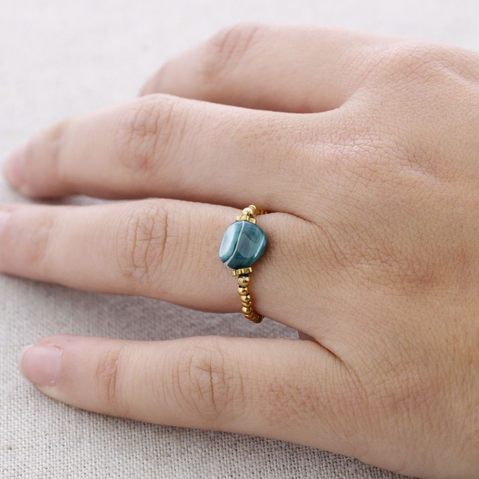 ANILLO ACERO CUENTA NÁCAR