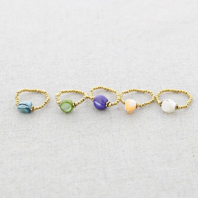 STEEL RING WITH NACRE BEAD
