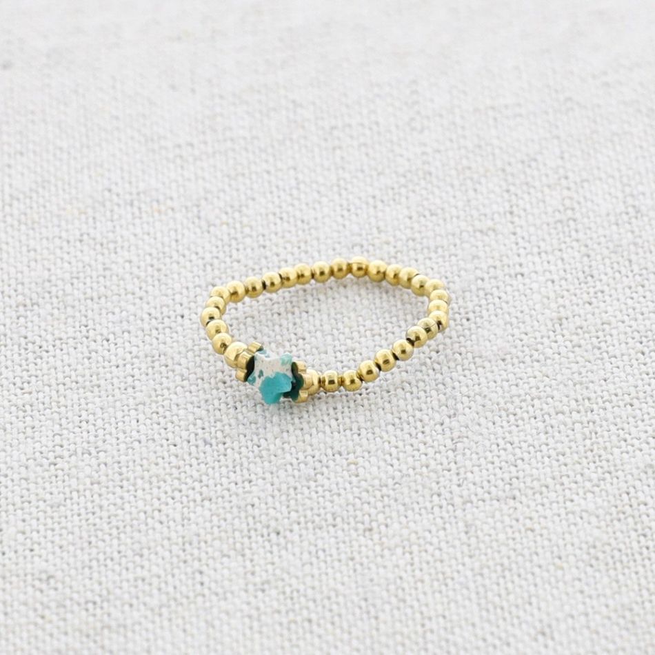 STONE STAR STEEL RING