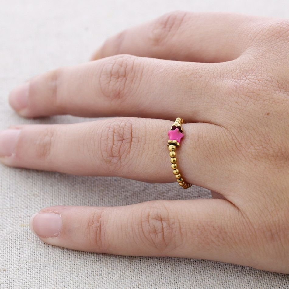 STONE STAR STEEL RING