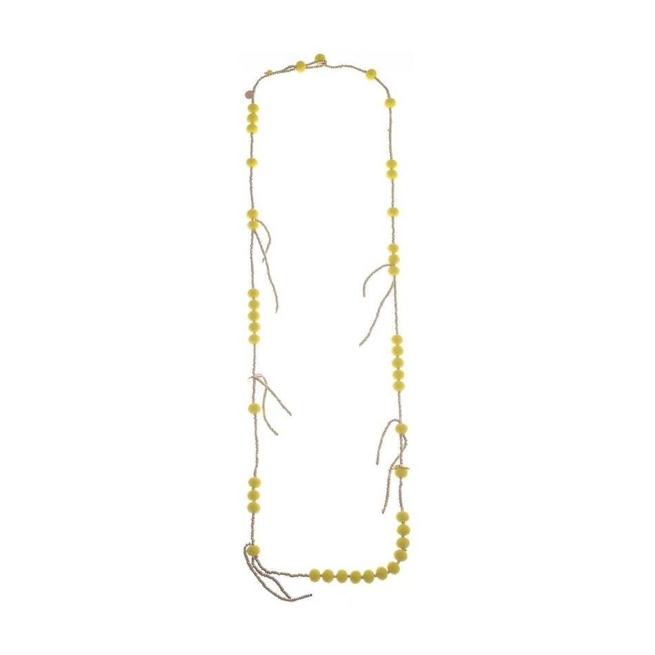 LONG NECKLACE WITH FACETED CRYSTALS PENDANTS WITH BEADS