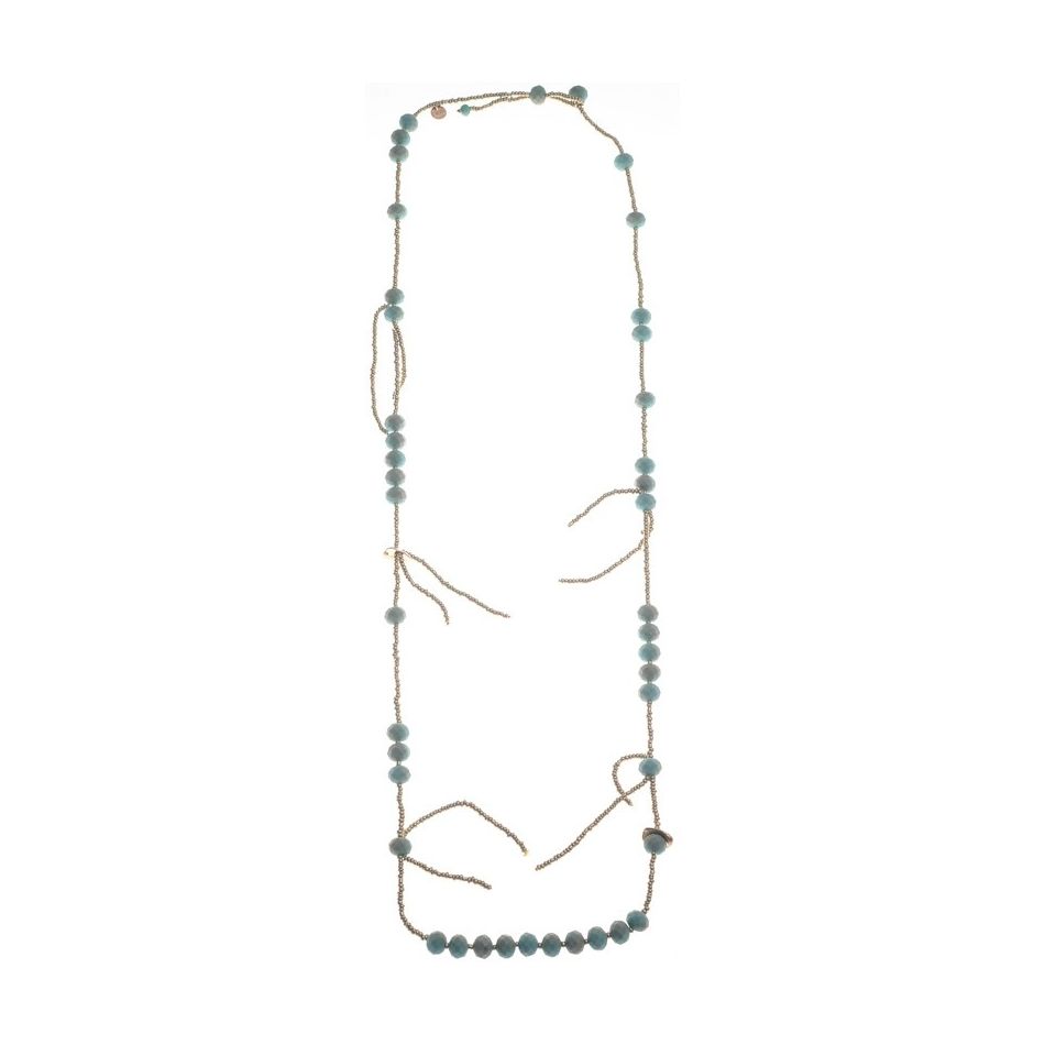 COLLAR LARGO CRISTALES FACETADOS COLGANTES ABALORIOS
