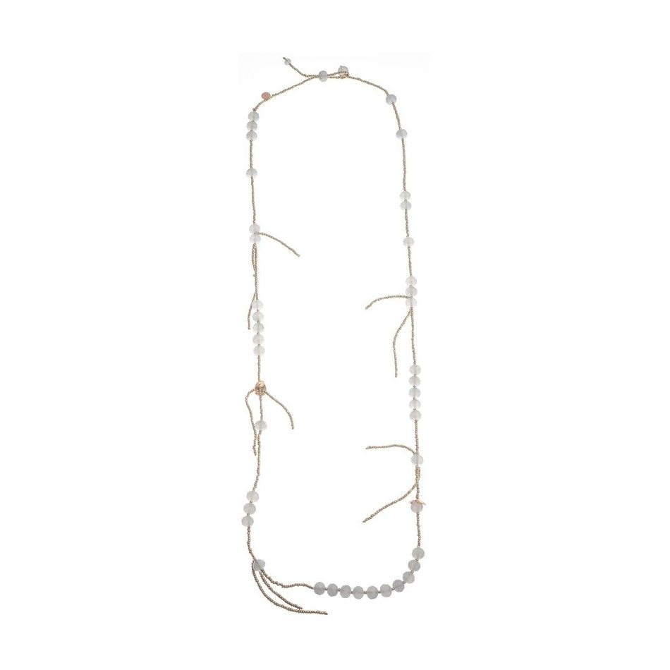 LONG NECKLACE WITH FACETED CRYSTALS PENDANTS WITH BEADS