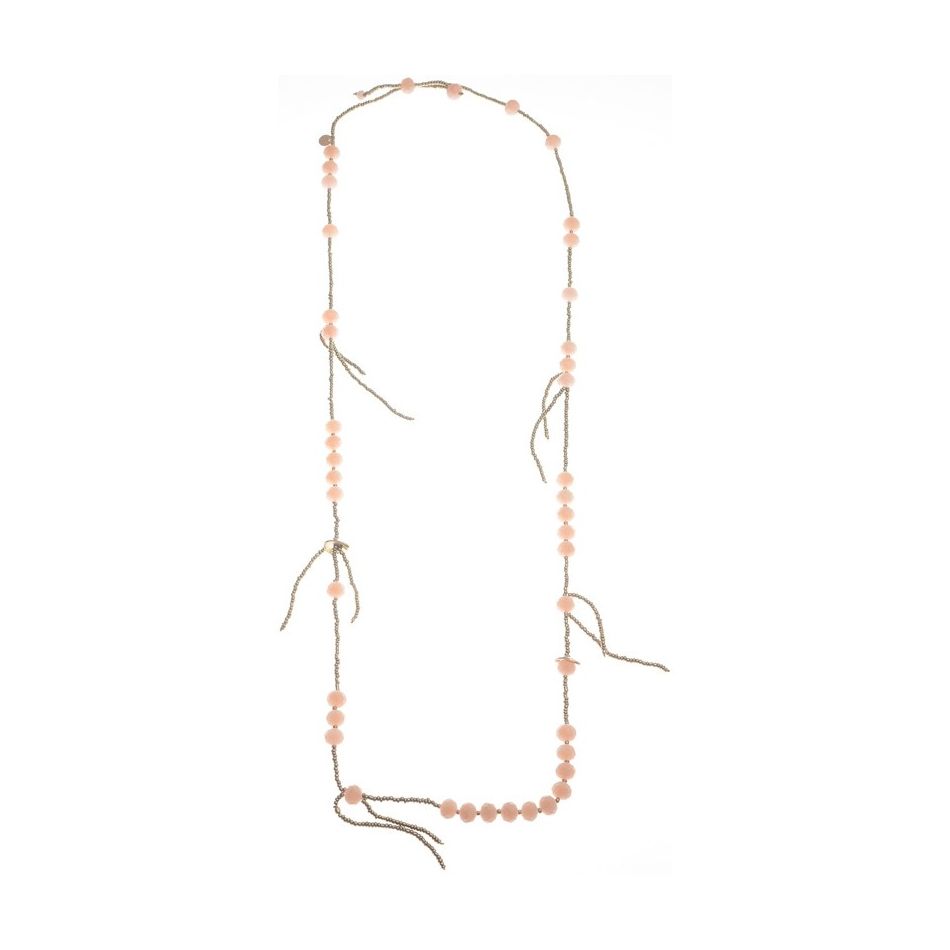 LONG NECKLACE WITH FACETED CRYSTALS PENDANTS WITH BEADS