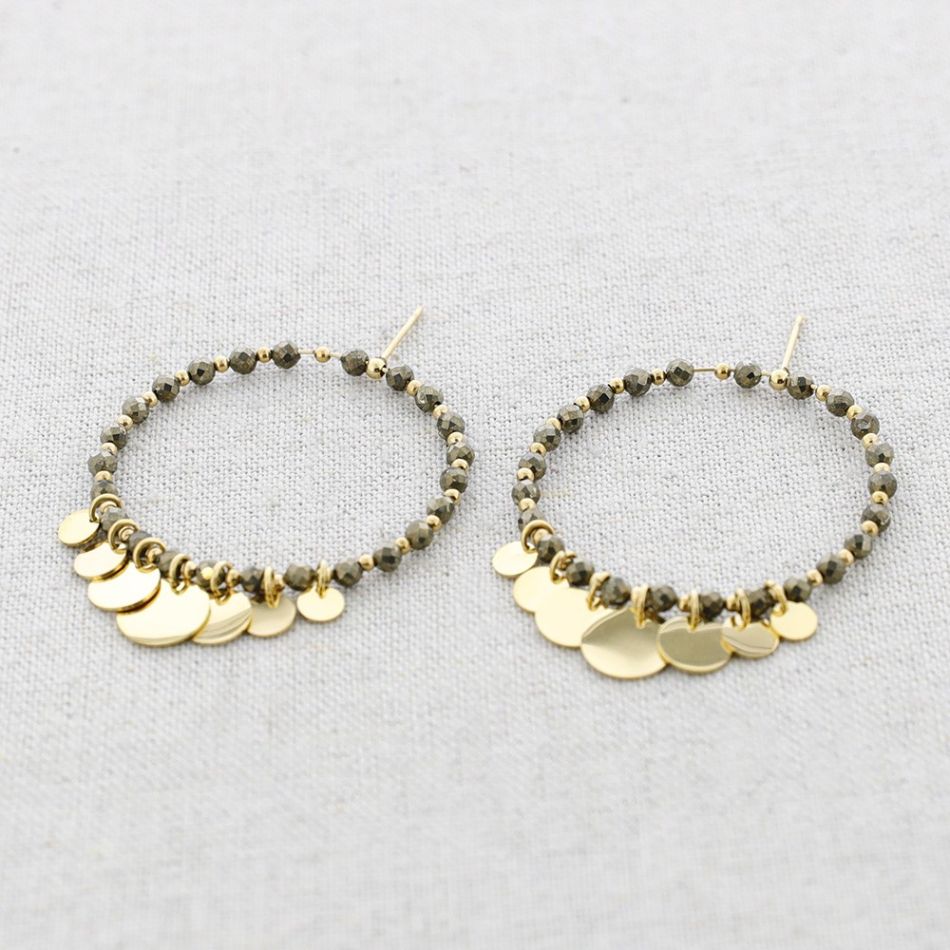STEEL EARRINGS WITH CRYSTALS PLATES PENDANT
