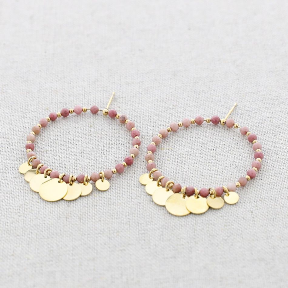 STEEL EARRINGS WITH CRYSTALS PLATES PENDANT