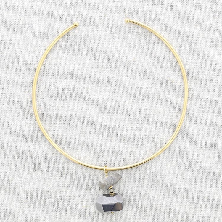 STONES PENDANT STEEL NECKLACE