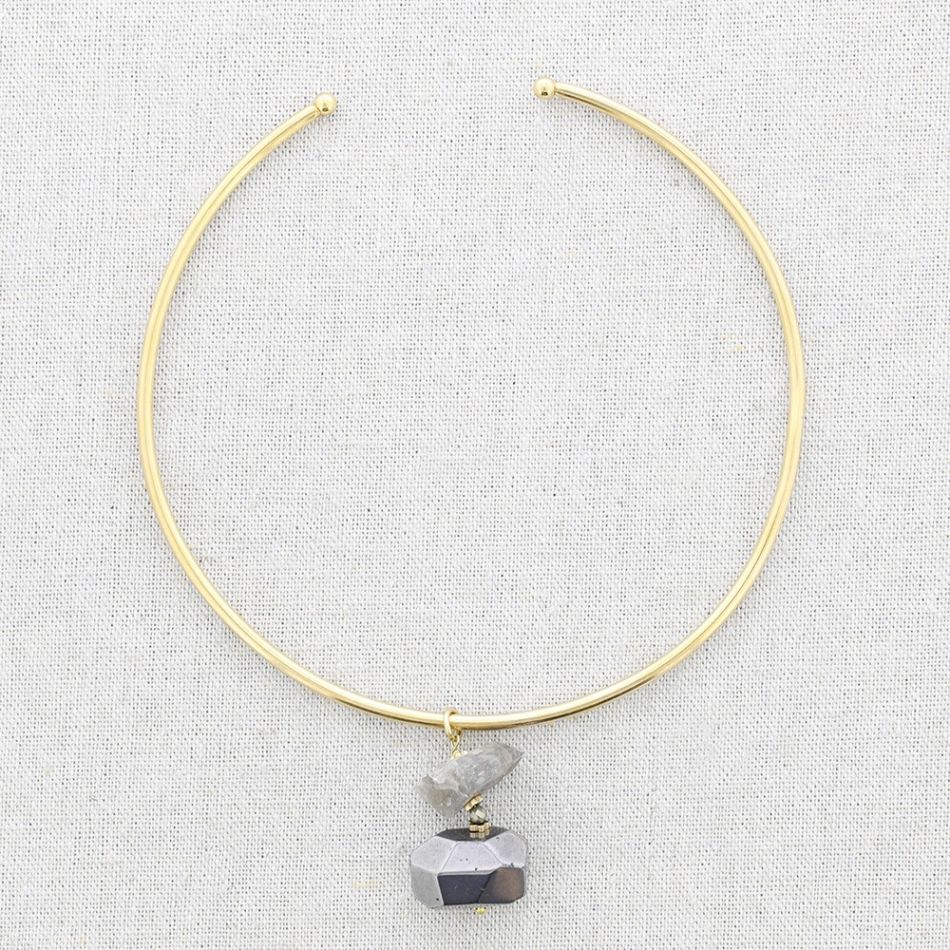 STONES PENDANT STEEL NECKLACE