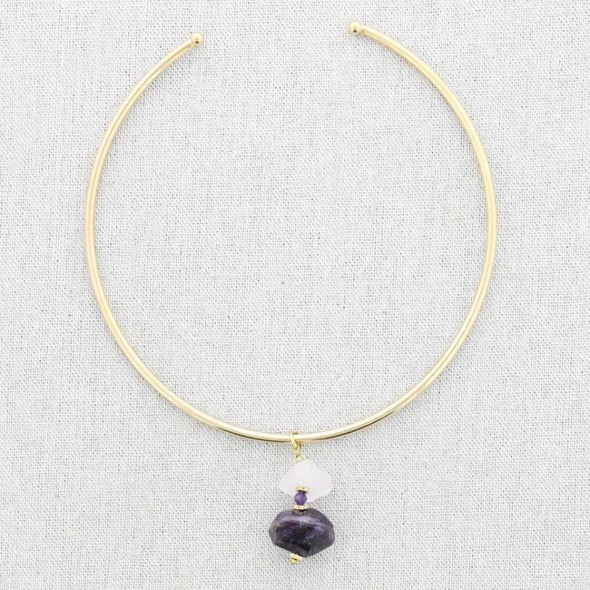 STONES PENDANT STEEL NECKLACE