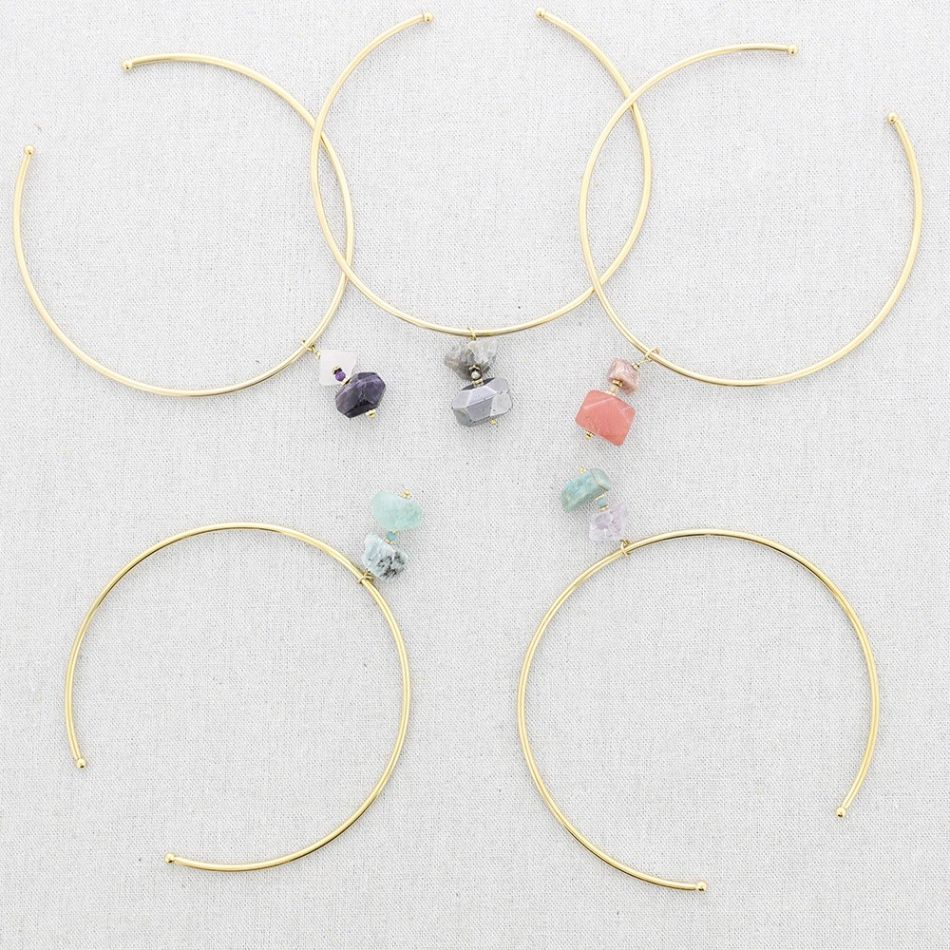 STONES PENDANT STEEL NECKLACE
