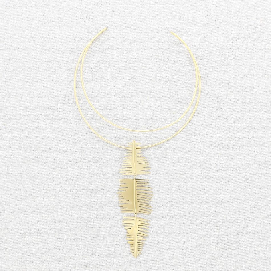 DOUBLE LEAF PENDANT STEEL NECKLACE